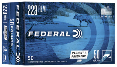 Federal American Eagle Varmint & Predator .223 Remington 50gr Jacketed Hollow Point 50Rnd Rifle Ammunition