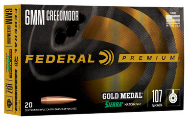 Federal Gold Medal Sierra 6mm Creedmoor 107gr Matchking Boat Tail Hollow Point 20Rnd Rifle Ammunition