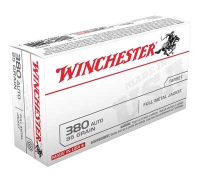 Winchester USA Brand .380 ACP 95 Gr FMJ 50 Per Box