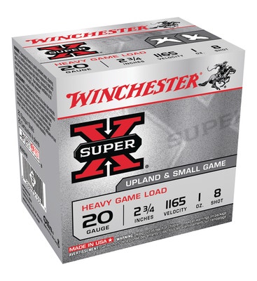 Winchester Super-X Heavy Game Load 20 Gauge 2.75" 1165 FPS 1 Ounce 8 Shot