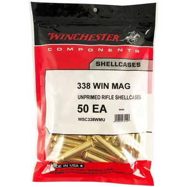 Winchester .338 Winchester Magnum Unprimed Rifle Brass 50cnt-WSC338WMU