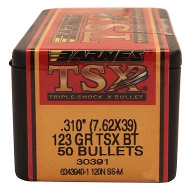 Barnes Bullets Tipped Triple-Shock X (TTSX) 7.62x39mm 123 gr Hollow Point Boat-Tail -50cnt