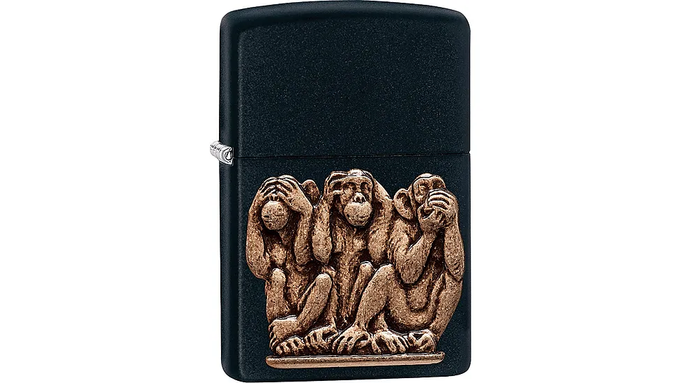 Zippo Three Monkeys Black Matte Windproff Lighter