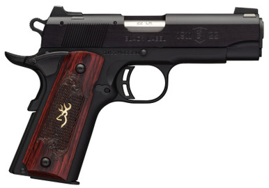 Browning 1911-22 Black Label Medallion Single .22 LR - 3.625", 10 Round, Rosewood Grip, Black Stainless Steel