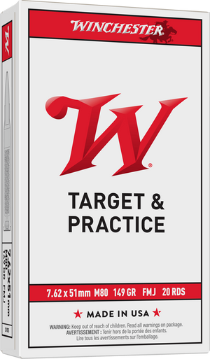 Winchester USA 7.62x51mm NATO 149gr 20Rnd Full Metal Jacket Centerfire Rifle Ammo